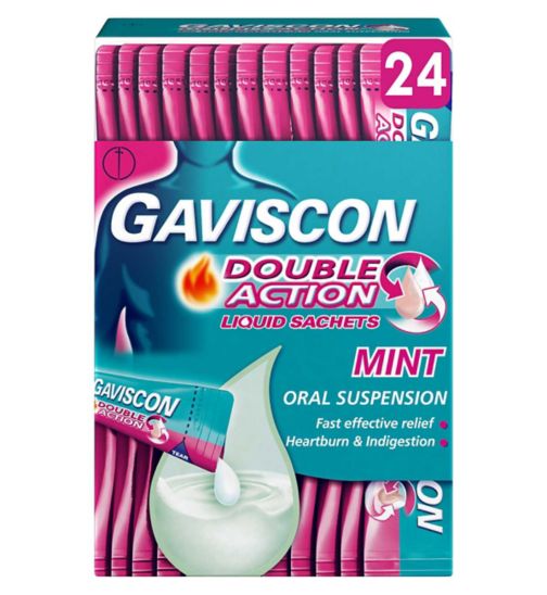 Gaviscon Double Action Heartburn & Indigestion Mint Flavour Sachets 24 x 10 ml