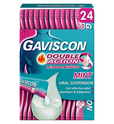 Gaviscon Double Action Heartburn & Indigestion Mint Sachets 24x10ml