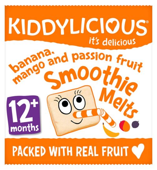 Kiddylicious Smoothie Melts, banana, mango & passion fruit, infant snack, 12months+, 6g