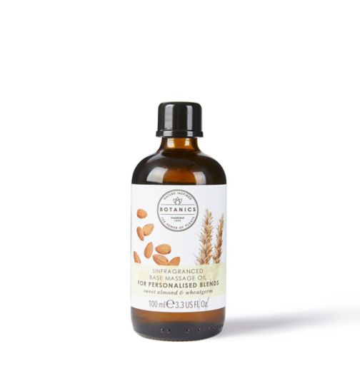 Botanics Unfragranced Massage Oil For Personalised Blends Sweet Almond & Wheatgerm 100ml