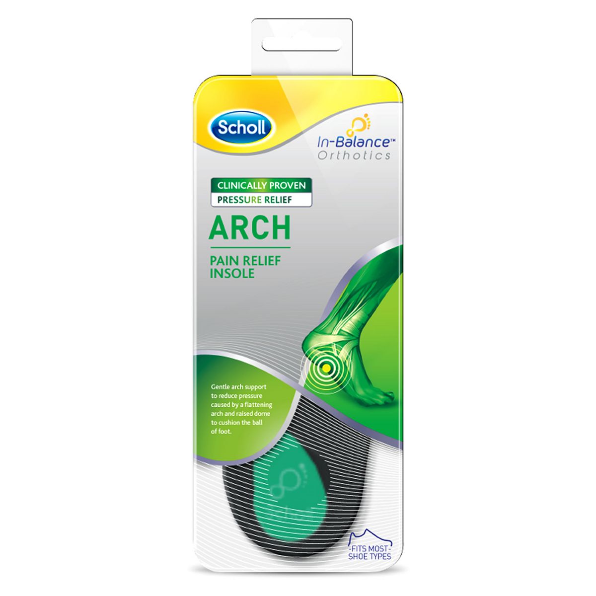 Scholl Arch Pain Relief Insoles - Size 4.5 6.5