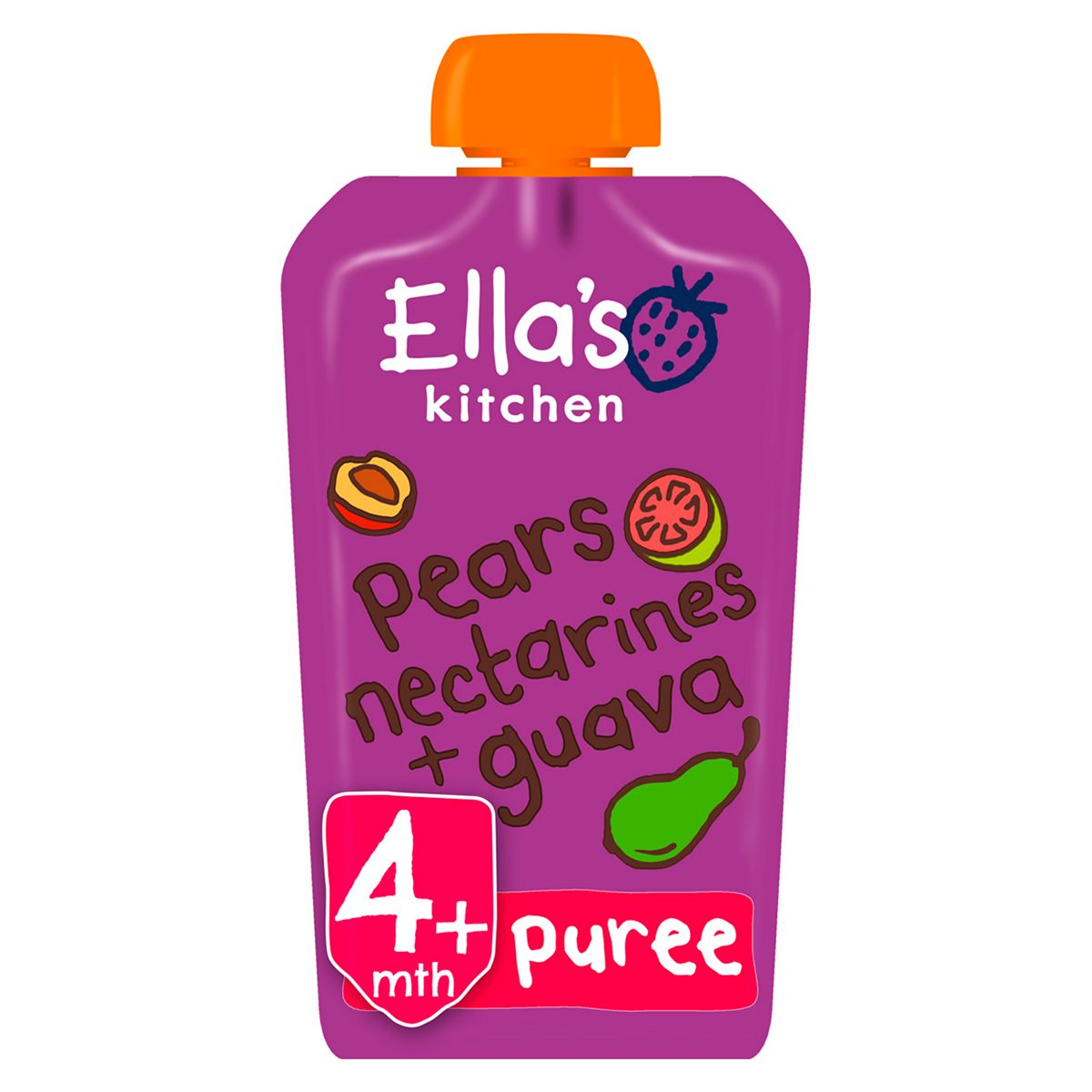 Ella's Kitchen Organic Pears, Nectarines And Guava Baby Food Pouch 4+ Months 120G