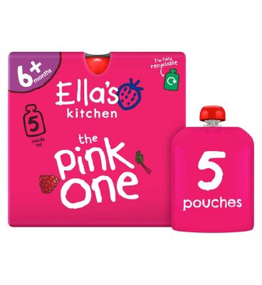 Ella's Kitchen Organic The Pink One Smoothie Multipack Baby Food Pouch 6+ Months 90g