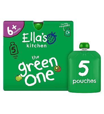 Ella's Kitchen Organic The Green One Smoothie Multipack Baby Food Pouch 6+ Months 5x90g