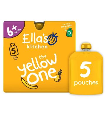 Ella's Kitchen Organic The Yellow One Smoothie Multipack Baby Food Pouch 6+ Months 5 x 90g