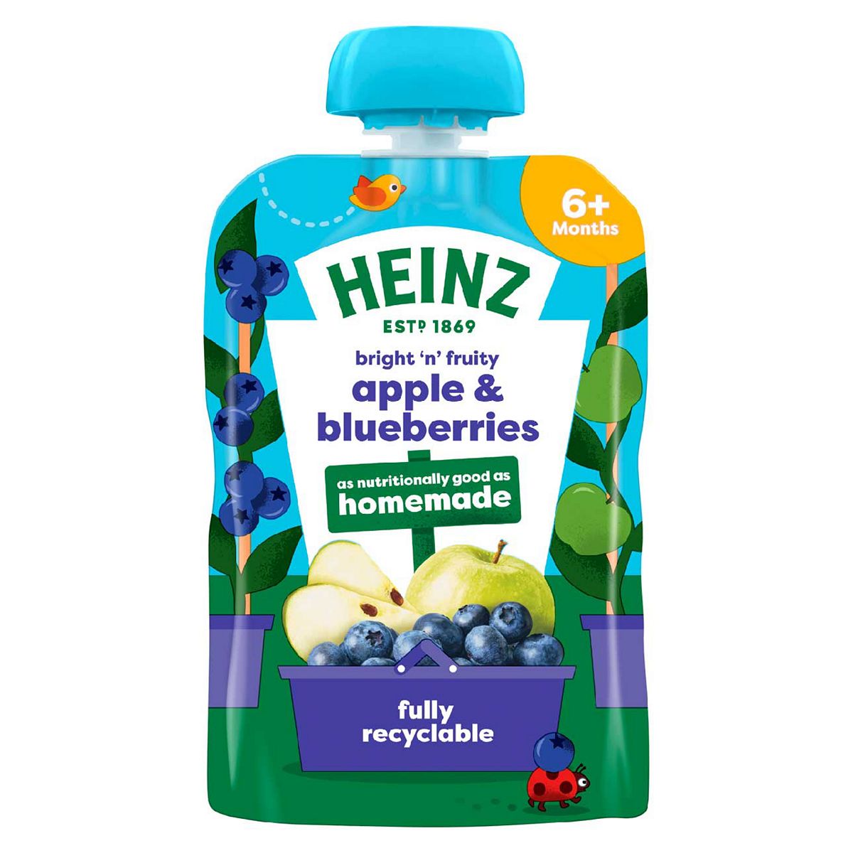Heinz By Nature Apple & Blueberries Pouch, 4+ Months