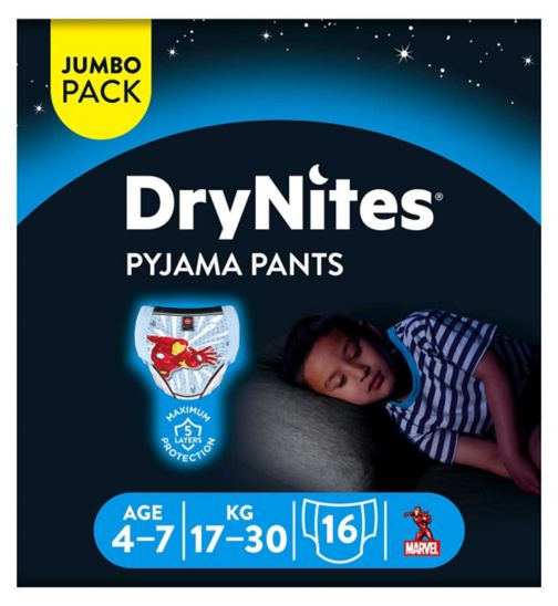Huggies DryNites Boys Pyjama Pants, 16 Pants, 17-30kg