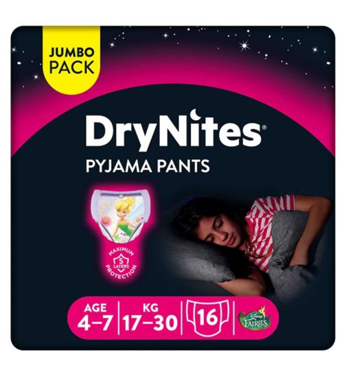 Huggies DryNites Girls Pyjama Pants, 16 Pants, 17-30kgs