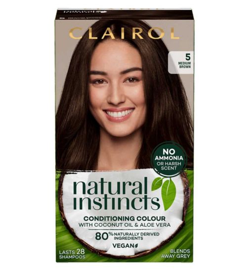 Clairol Natural Instincts Vegan No Ammonia No Parabens Semi-Permanent Hair Dye 5 Medium Brown 175ml