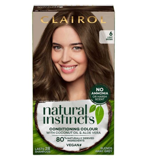 Clairol Natural Instincts Vegan No Ammonia No Parabens Semi-Permanent Hair Dye 6 Light Brown 175ml