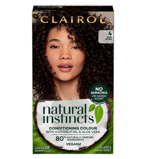 Clairol Natural Instincts Vegan No Ammonia No Parabens Semi-Permanent Hair Dye 4 Dark Brown 175ml