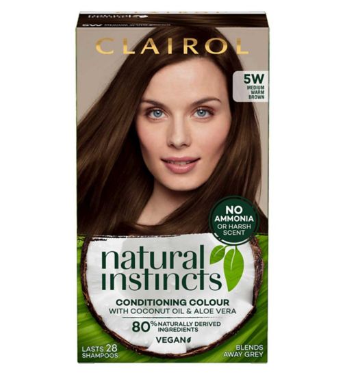 Clairol Natural Instincts Vegan No Ammonia No Parabens Semi-Permanent Hair Dye 5W Medium Warm Brown 175ml