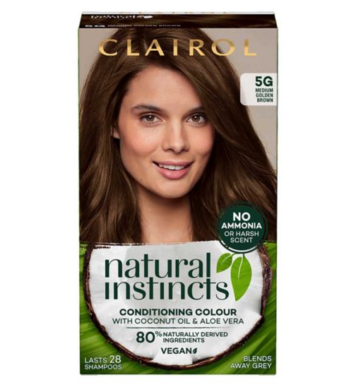 Clairol Natural Instincts Vegan No Ammonia No Parabens Semi-Permanent Hair Dye 5G Medium Golden Brown 175ml