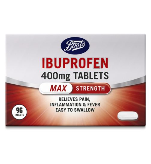 Boots Ibuprofen 400mg Tablets Max Strength - 96 Tablets