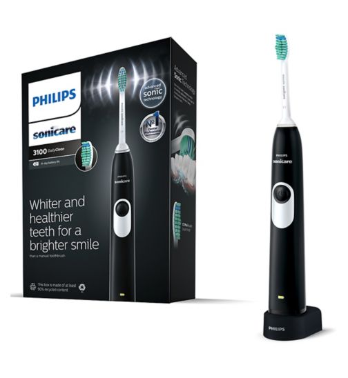Philips Sonicare DailyClean 3100 Electric Toothbrush, Black with ProResults Brush Head HX6221/67