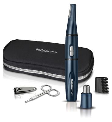 babyliss men 10 in 1 titanium face and body multi grooming kit with nose trimmer head
