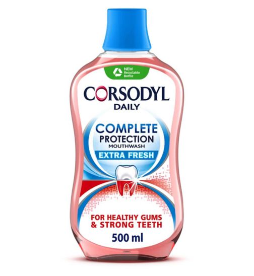 Corsodyl Daily Complete Protection Gum Care Mouthwash, Extra Fresh 500ml