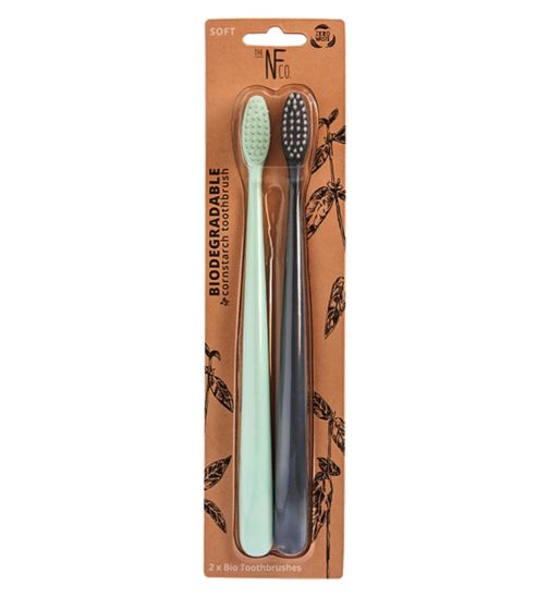 Natural Family Co Biodegradable Toothbrush Twin Pack Assorted Colours