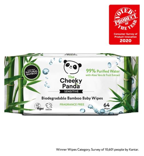 The Cheeky Panda Biodegradable baby wipes, single pack = 64 wipes