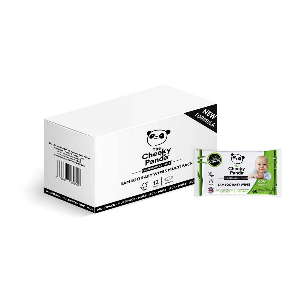 The Cheeky Panda Biodegradable Multipack Baby Wipes, 12X60=720