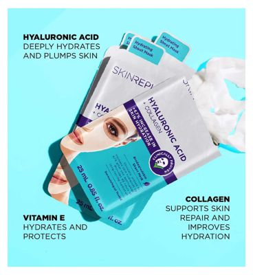 Skin Republic Hyaluronic Acid + Collagen Face Sheet Mask 25ml (8)