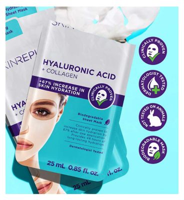 Skin Republic Hyaluronic Acid + Collagen Face Sheet Mask 25ml (9)