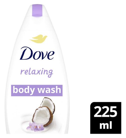 Dove Relaxing Jasmine Petals & Coconut Milk Body Wash Shower Gel for softer, smoother skin after one shower 225ml