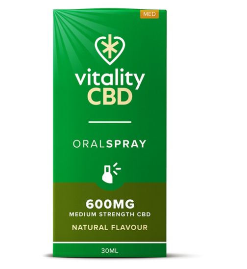 Vitality CBD 30ml Oral Spray 600mg Medium Stregnth CBD Natural Flavour