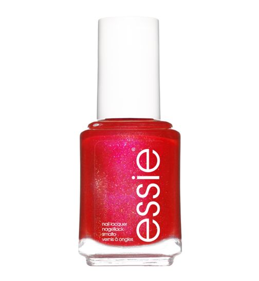 Essie Nail Polish 635 Lets Party Shimmery Pink Red Colour, Original High Shine and High Coverage Nail Polish 13.5ml