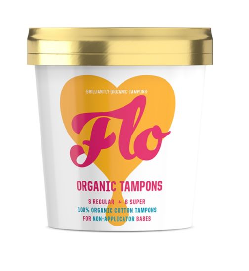 Flo Organic Non-applicator Regular & Super Tampons 16pk