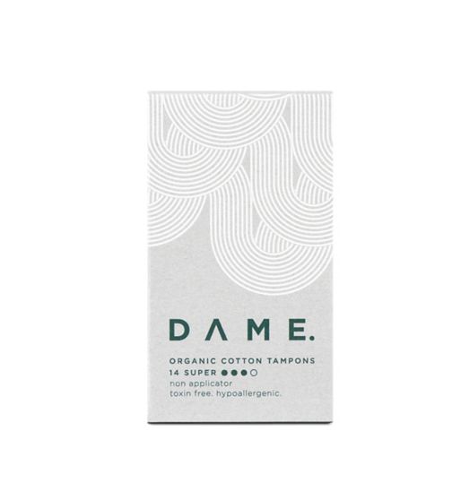 DAME Organic Non-applicator Super Tampons 14ct