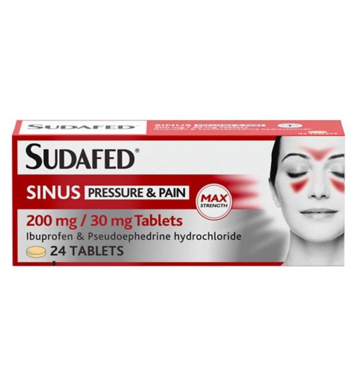 Sudafed Sinus Pressure & Pain 200mg/30mg - 24 Tablets