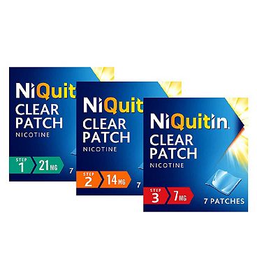 NiQuitin Clear Patches - 10 Week Bundle - Steps 1, 2 & 3 (21mg, 14mg & 7mg)
