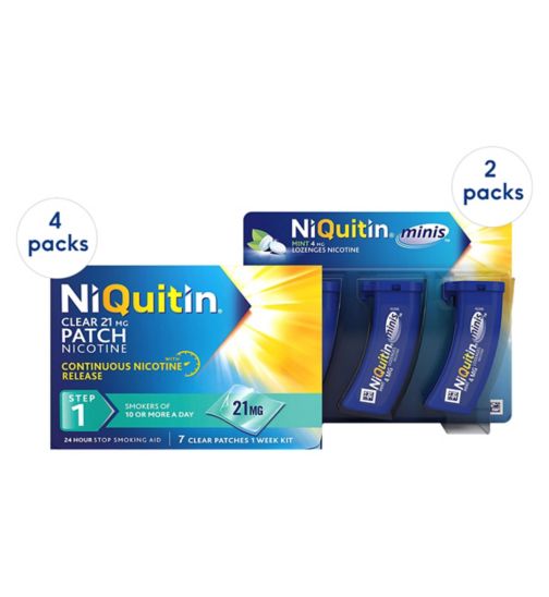 NiQuitin Step 1 Patch & 4mg Lozenge Bundle - 1 month supply