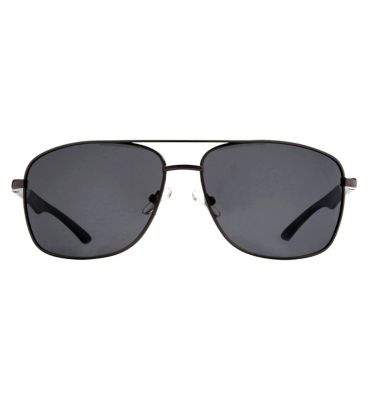 Boots Mens Polarised Sunglasses Gunmetal and Crystal Navy Frame