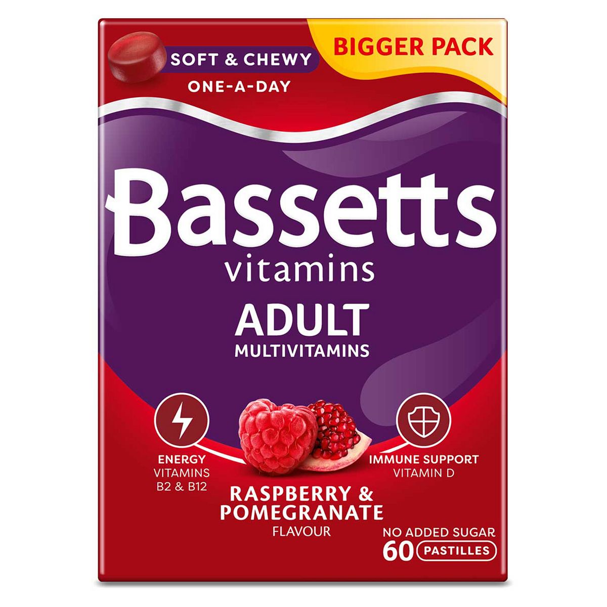 Bassett's Adult Multivitamins Raspberry & Pomegranate Flavour 60 Gummy Pastilles