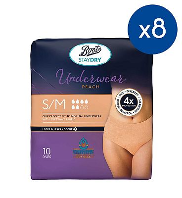 Boots Staydry Underwear Pants Small/Medium - 80 Pants (8 Pack Bundle)