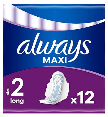 Always Maxi Long Sanitary Towels (Size 2) Wings X12 Pads