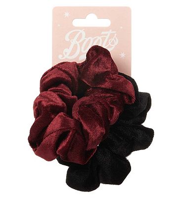 Boots Kids Scrunchies Red and Black Velvet