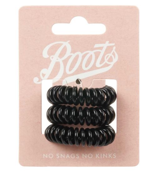 Boots spiral hair ties black 3s