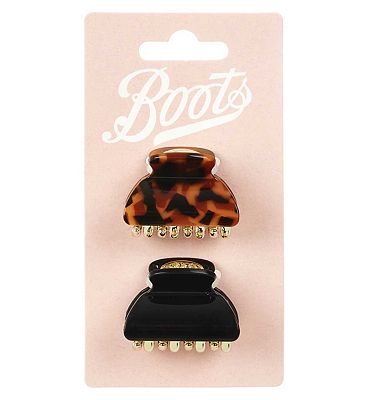 Boots bulldog jaw clip black tort 2s