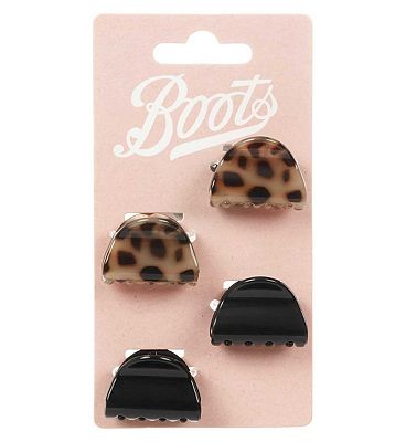 Boots mini jaw clips animal print/black 4s