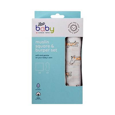 Boots Baby Muslin Squares & Burper Set