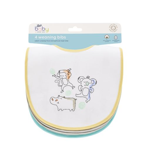 Boots Baby Weaning Bibs 4 Pack