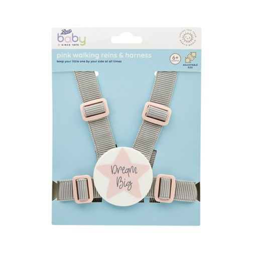 Boots Baby Harness & Reins - Pink