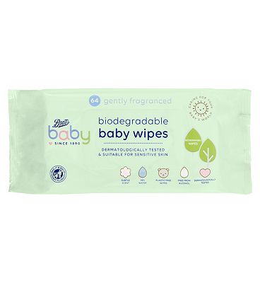 Baby Fragranced Biodegradable soft baby wipes, single pack = 64 wipes