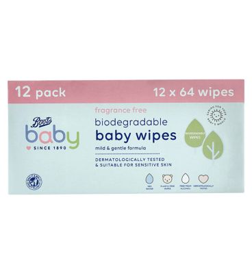 Boots Baby Fragrance Free Biodegradable 