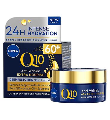 NIVEA Q10 Power 60+ Anti-Wrinkle Night Cream Moisturiser 50ml