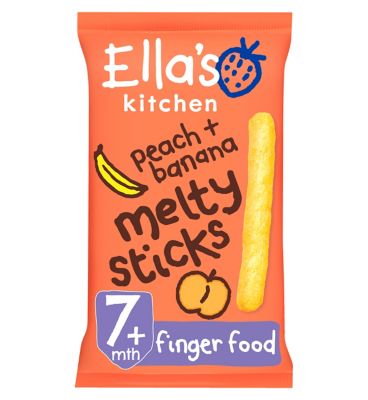 Ella's Kitchen Organic Peach and Banana Melty Sticks Baby Snack 7+ Months 16g