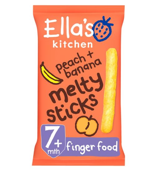 Ella's Kitchen Organic Peach + Banana Melty Sticks Baby Snack 7+ Months 16g